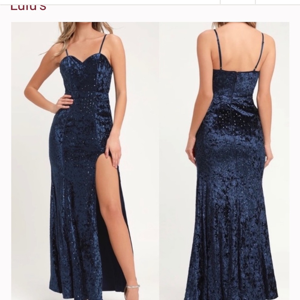 Lulus simply elegant Navy maxi dress NWT